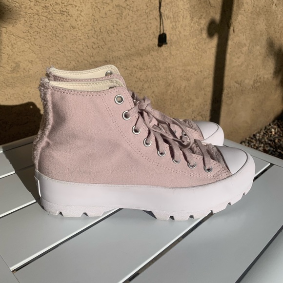 Converse Shoes - Converse blush pink platform canvas and faux shearling size 10